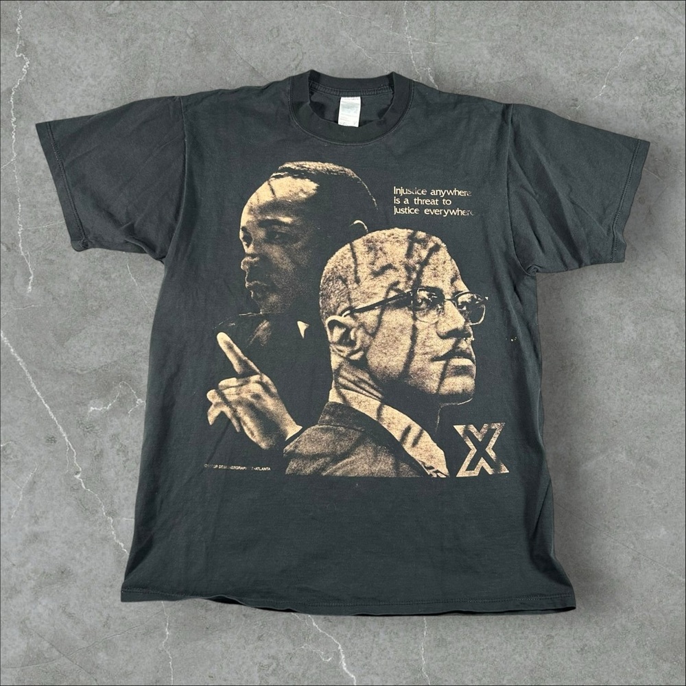 Vintage Malcom X Shirt Mens Large Black 90s Martin‎ Luther King Rap Tee BHM RARE